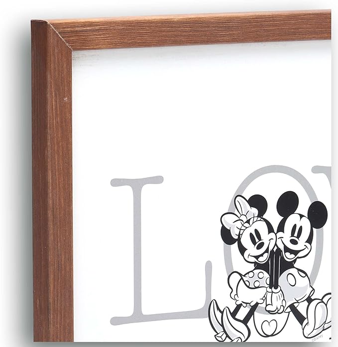 Disney Mickey and Minnie Love Lives Here Framed Wood Wall Decor - Classic Mickey Mouse Picture For Bedroom or Living Room