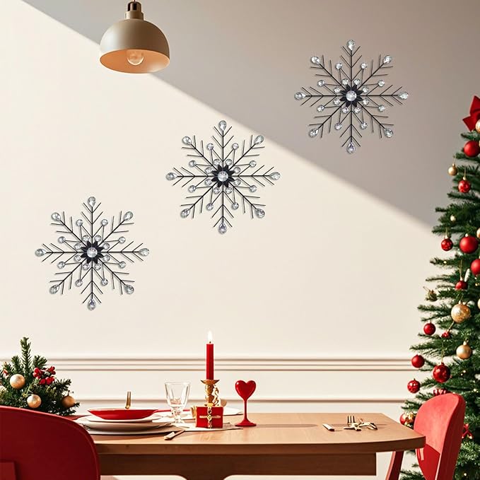 ZEXUIRU 3 Pack Black Sunburst Wall Decor – Metal Crystal Wall Art with Sparkling Rhinestones, 14’’/18 Inch Starburst Wall Hanging Set for Living Room Bedroom Bathroom – Modern Bling Home Decorations