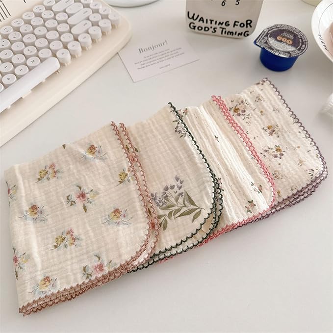 BuLuTu Reusable Cleaning Cloths 100% Cotton Muslin Dishcloths for Kitchen 4 Pack Sweet Floral Dish Towels Cellulose Sponge Cloths Non Scratch Towels No Odor,Super Absorbent Reusable Kitchen Dish Rags