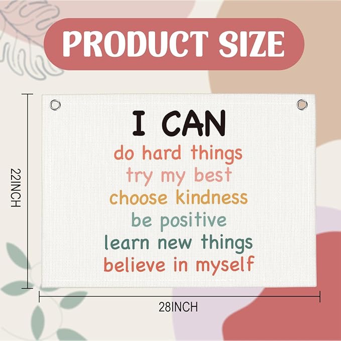 Positive Affirmations Wall Hanging Banner Flag Inspirational Decor for Office Toddler Playroom Nursery Bedroom Trendy Room Motivational Quotes