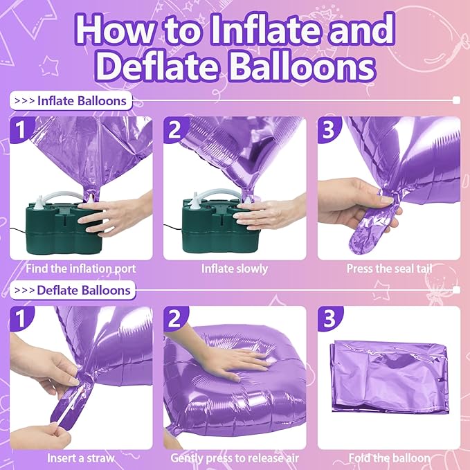 NISOCY 25PCS Pink Purple Square Foil Balloons Wall Backdrop Double Sided Purple Pink Balloons Arch Kit for Birthday Valentine's Day Engagement Bridal Shower Girls Theme Party Decorations