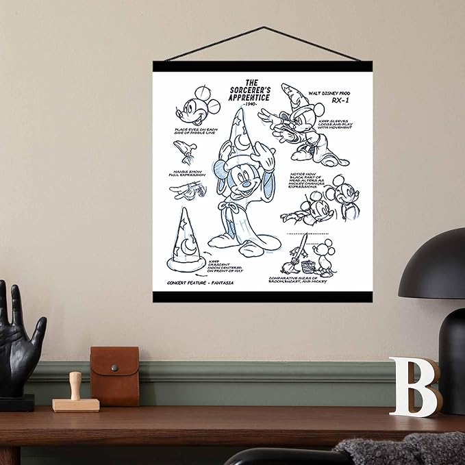 Open Road Brands Disney Fantasia Sorcerer's Apprentice Hanging Canvas Banner - Nostalgic Mickey Mouse Wall Decor for Home or Office