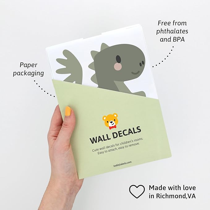 Dinosaur Wall Decals - Easy-to-Apply & Removable Wall Stickers: Transform Your Toddlers Bedroom with Durable, Vibrant Peel-and-Stick Wall Decor – Stickers for Kids