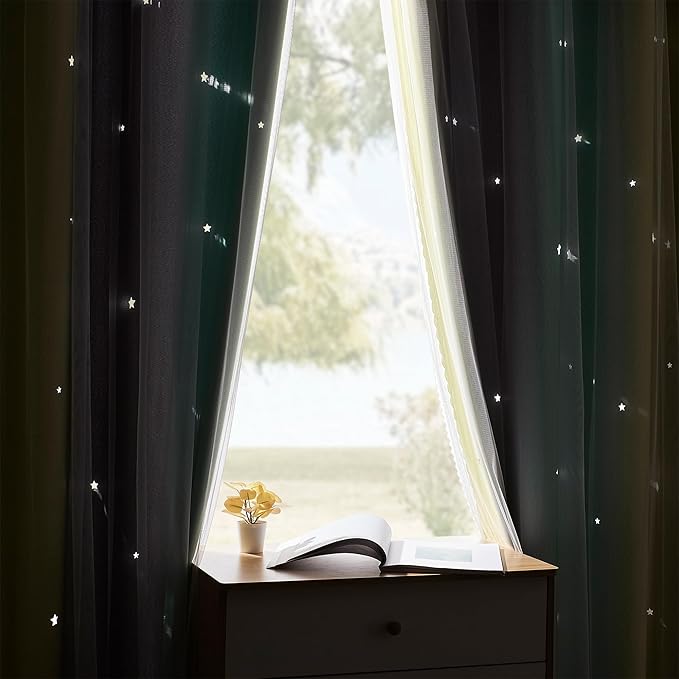 XiDi Curtains for Bedroom Decor, Rainbow GreenYellowGrey34/96/1