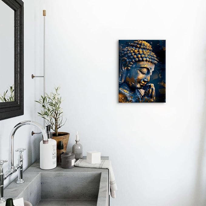Buddha Wall Art Zen Decor for Living Room Buddhist Pictures Abstract Spiritual Canvas Poster Buddha Statue Painting Meditation Wall Art Religious Artwork for Bedroom Yoga Home Decoration 12x16"