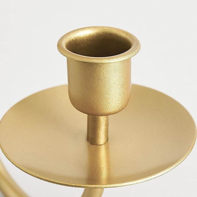 Wall Candle Holders Set of 2 Handcrafted Wrought Iron Sconces with Gold Finish, Easy to Install Modern Candle Holders for Living Room, Bedroom, Hallway, Wedding or Holiday Decor
