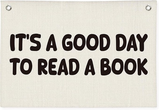 Classroom Decor, Reading Nook Decor, It's A Good Day To Read A Book Banner 20x30 Inch - Book Club Decorations, Kids Bedroom Wall Art, Bookworm Gift Idea, Cozy Reading Corner Playroom Wall Hanging