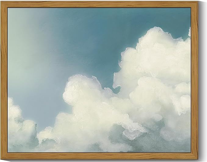 SHENIFY Vintage Framed Wall Art Cloud in Sky Landscape Scenery Rustic Home Decor Retro Decorations for Farmhouse Hallway Bedroom Ready to Hang Wall Artwork - 8x10in Natural Framed
