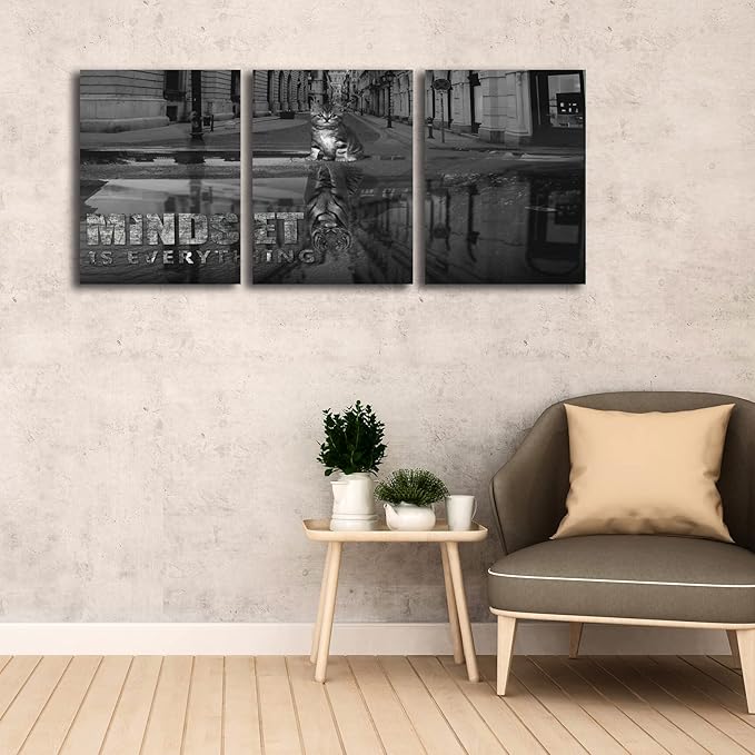 3 Panels Motivational Canvas Wall Art Inspirational Wall Art Entrepreneur Quotes Poster Print Artwork Painting Picture for Framed Home Decoration Living Room office bedroom 60" W x 28" H