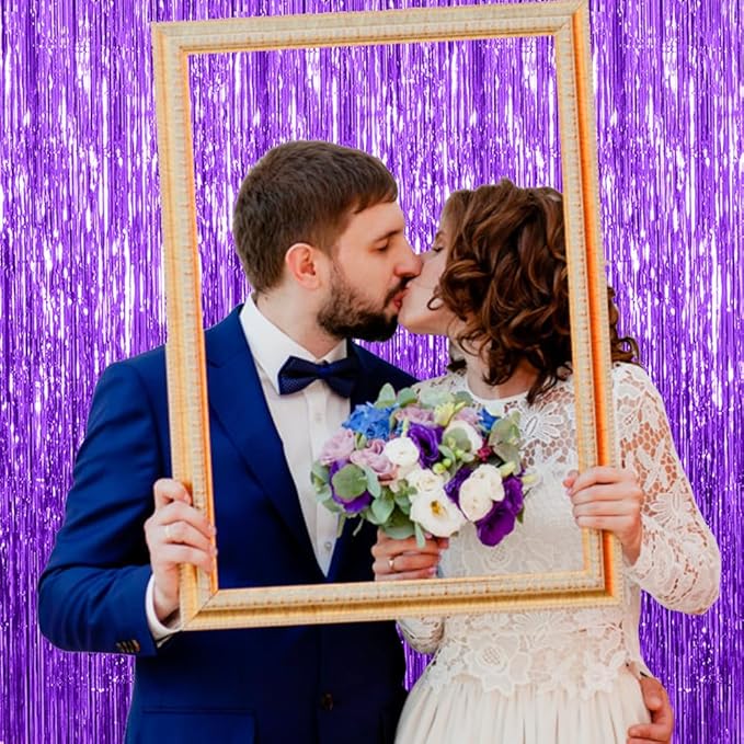 20 Pack Purple Backdrop Tinsel Streamers Foil Fringe Backdrop Halloween Party Decorations Purple Backdrop Curtain Birthday Graduation Bachelorette Christmas New Year Party Decorations