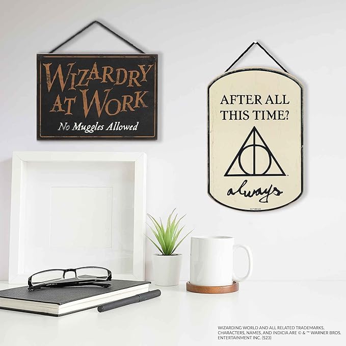 Harry Potter After All This Time Hanging Wood Wall Decor With Deathly Hallows Symbol - Vintage Harry Potter Sign