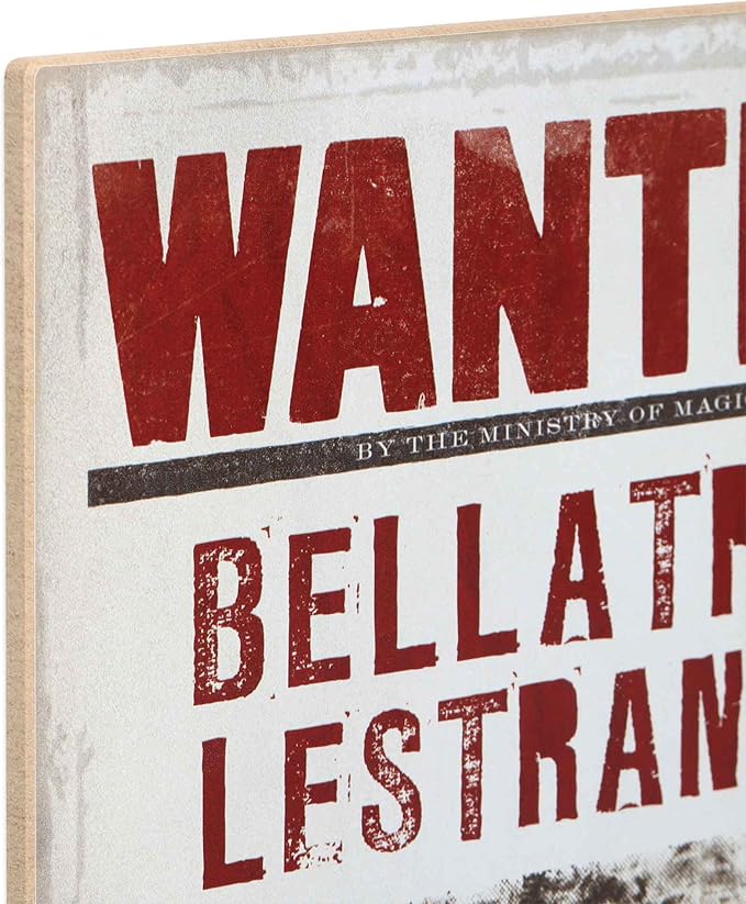 Harry Potter Bellatrix Lestrange Wanted Poster Wood Wall Decor - Vintage Bellatrix Lestrange Sign for Kids' Bedroom or Movie Room