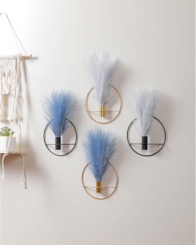 Pretty Jolly Wall Decor, Wall Metal vase Decoration Holder, Wall-Mounted Artificial Flowers, Golden Wall Decor Fake Wheat 2 Pack, Wall Art Artificial Greenery, Farmhouse, Boho