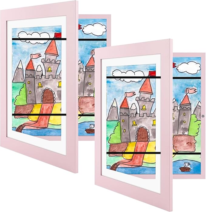 Golden State Art, 10x12.5 Kids Art Frames, Front-Opening Picture Frame Great for Kids Drawings, Artworks, Children Art Projects, Schoolwork, Home or Office (Light Pink, Set of 8)