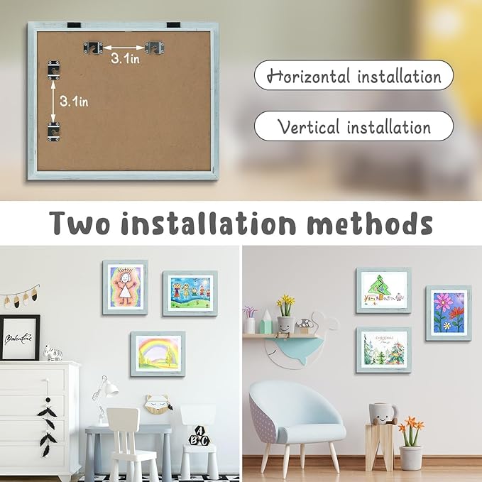 Golden State Art, 10x12.5 Kids Art Frames, Front-Opening Picture Frame Great for Kids Drawings, Artworks, Children Art Projects, Schoolwork, Home or Office (Teal Blue Set of 4)