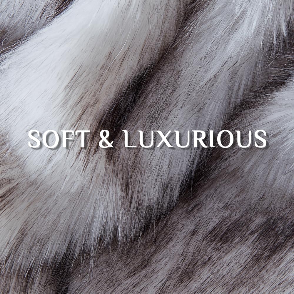 Fluffy Faux Fur Throw Blanket – Super Soft Warm Thick Plush Blanket for Bed, Couch & Office, Cozy Fuzzy Throw with Flannel Backing,60"x80", White