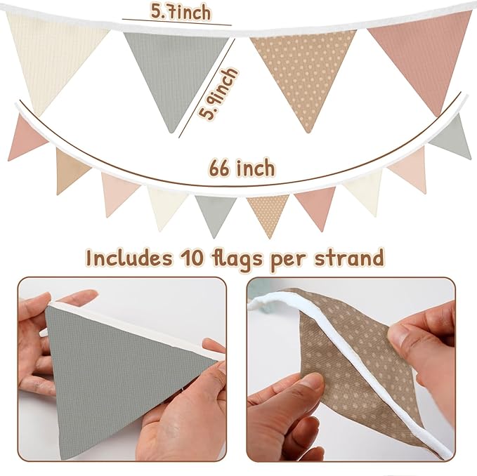 Lacama Nursery Decor Boho Pennant Banner Flags,Toddler Girl Room Decor, Boho Nursery Baby Girls Boys Banner Toddler Room Decor for Kids Bed Baby Shower Birthday Party