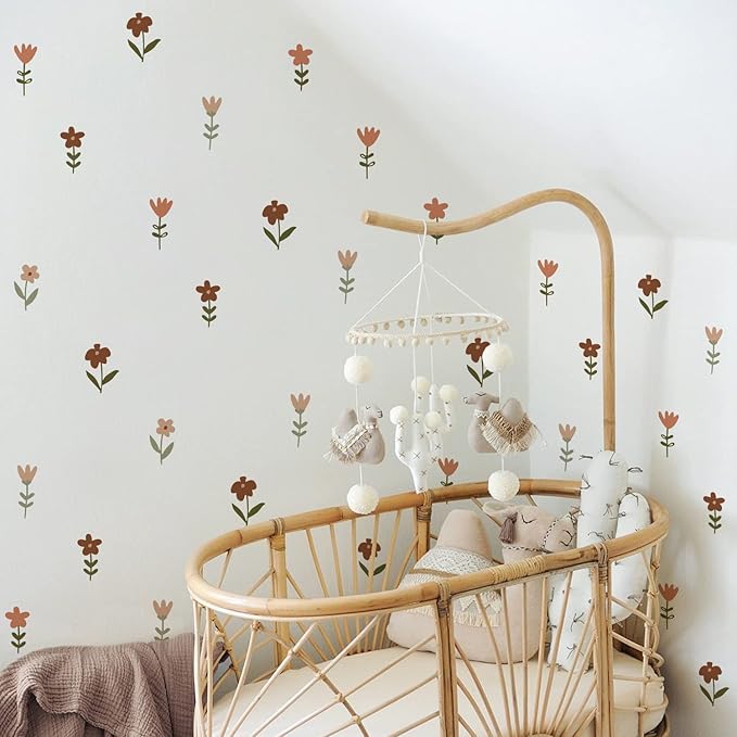 QUCHENG Nursery Wall Stickers Boho Kids Room Decor Girls Bedroom Removable Wall Decals Vinyl Murals DIY Cute Decorations 12 Sheets