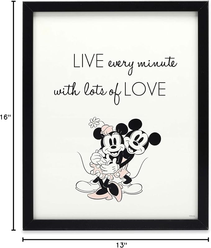 Disney Mickey and Minnie Nostalgic Framed Wood Wall Decor - Live Every Minute With Lots of Love
