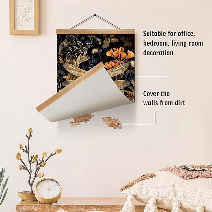 William Morris-Inspired Wall Art Poster, Vintage Dragonfly Hanging Wall Painting Buck Art, Mid-Century & Dark Academia Decor, Gothic Canvas Poster for Bedroom or Living Room 12x16inch(Dragonfly)