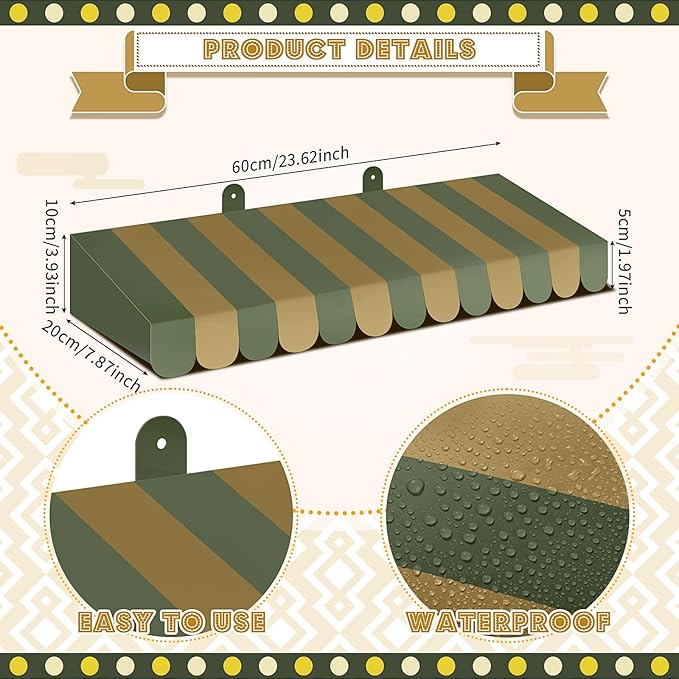 Boao 4 Pack Circus Awning Decoration 3D Stripe Cardboard Awning Carnival Wall Decor Circus Party Favors for Lemonade Stand Bakery Ice Cream Truck Bulletin Board Decor(Green)