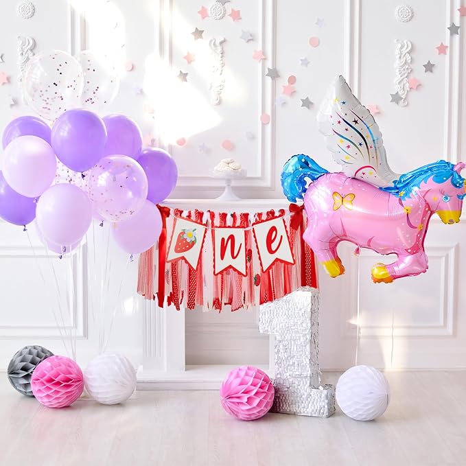 Strawberry "Sweet One" High Chair Banner - First Birthday Decorations for Girls, Berry-Themed High Chair Garland, 1st Birthday Photo Backdrop Prop for Baby Girl Party