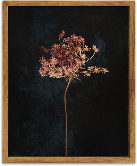 KBKBART Framed Vintage Wall Art Prints, Retro Moody Floral Botanical Canvas Painting Farmhouse Decor, Black Dark Classical Flower Framed Canvas Wall Art for Bathroom, Bedroom, Living Room, Gallery,