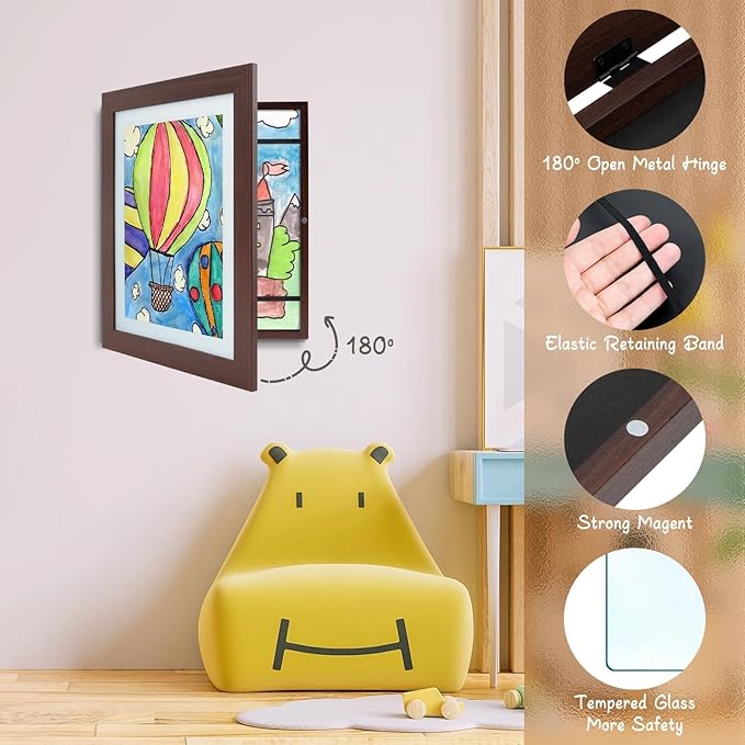 Golden State Art, 10x12.5 Kids Art Frames, Front-Opening Picture Frame Great for Kids Drawings, Artworks, Children Art Projects, Schoolwork, Home or Office (Walnut Set of 2)