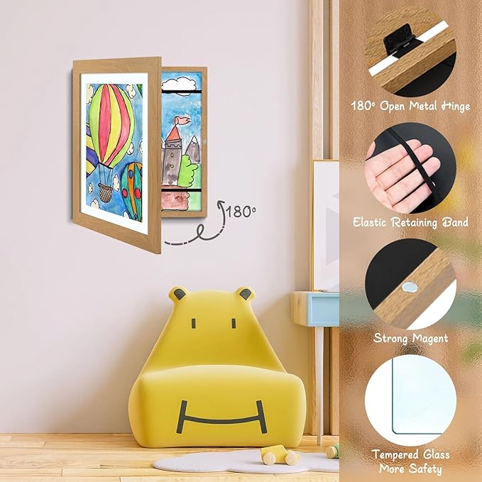 Golden State Art, 10x12.5 Kids Art Frames, Front-Opening Picture Frame Great for Kids Drawings, Artworks, Children Art Projects, Schoolwork, Home or Office (Brown, Set of 8)