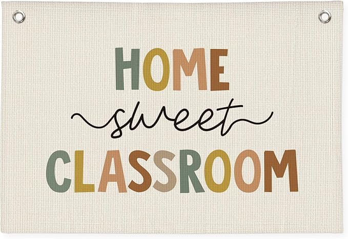 Classroom Decor, Inclusive Classroom Welcome Boho Linen Banner Wall Hanging Banner Flag Decor for Homeschool Nursery