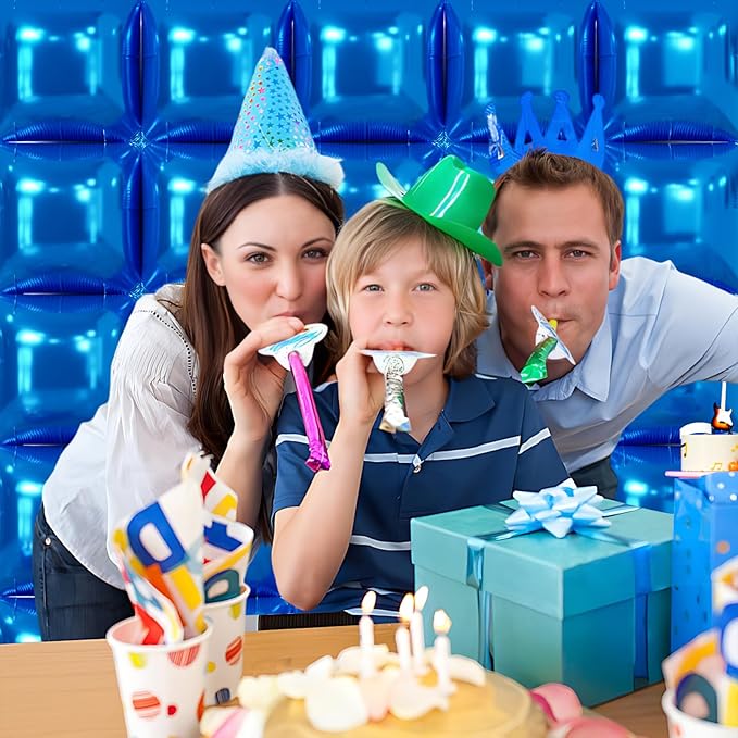 NISOCY 25PCS Blue Square Foil Balloons Wall Backdrop Double Sided Dark Blue Balloons Tunnel Arch Kit for Birthday Baby Shower Graduation Wedding Anniversary Party Decoration