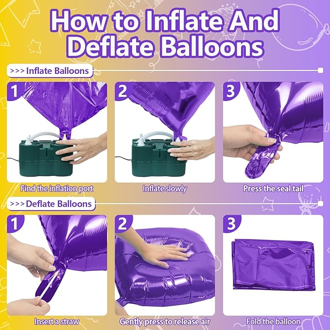NISOCY 25PCS Purple Gold Square Foil Balloons Wall Backdrop Double Sided Gold Purple Balloons Arch Kit for Birthday Anniversary Graduation Prom Engagement Baby Bridal Shower Party Decorations
