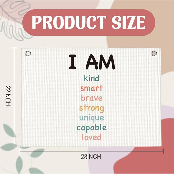 Positive Affirmations Wall Hanging Banner Flag Inspirational Decor for Office Toddler Playroom Nursery Study Room Trendy Room Motivational Quotes