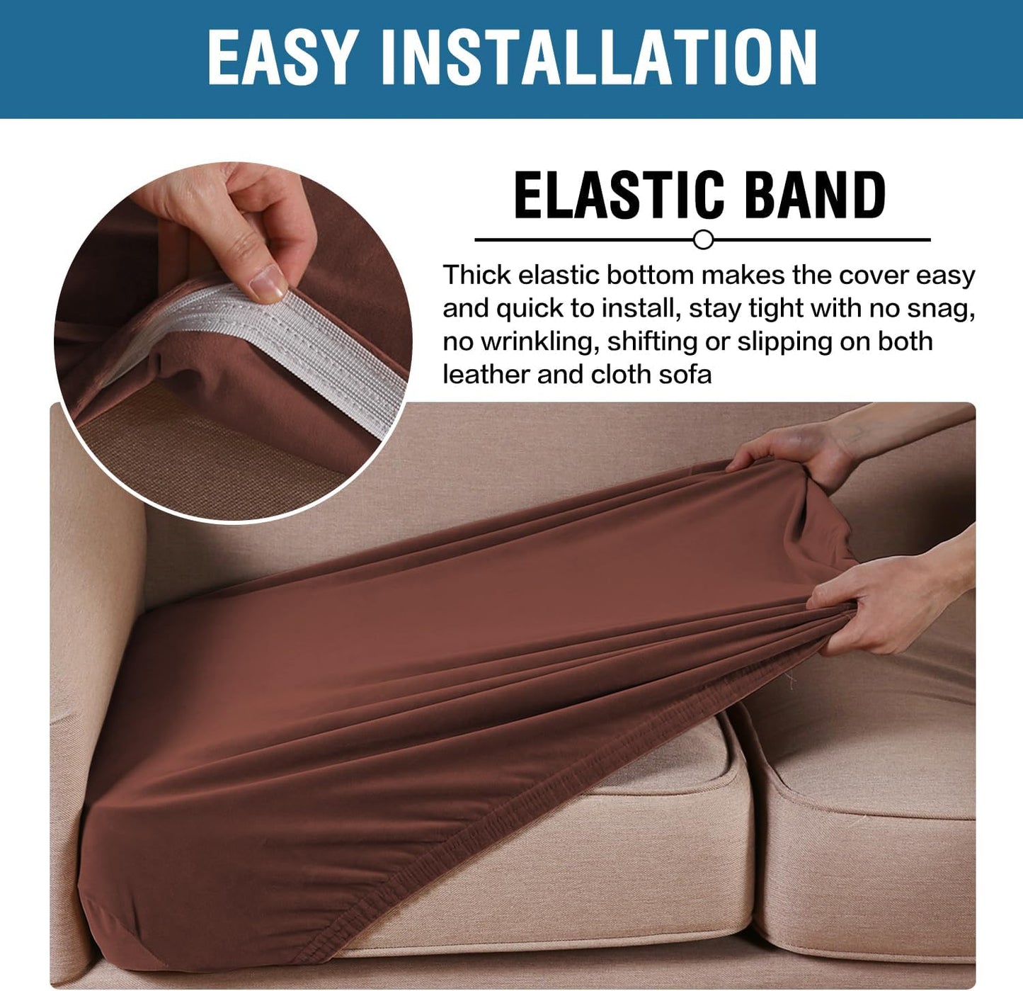 H.VERSAILTEX Velvet Stretch Couch Cushion Cover Plush Cushion Slipcover for Chair Cushion Furniture Protector Seat Cushion Sofa Cover (1 Piece Armchair Cushion Covers, Burnt Brick)