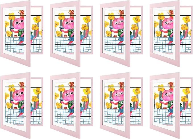 Golden State Art, 10x12.5 Kids Art Frames, Front-Opening Picture Frame Great for Kids Drawings, Artworks, Children Art Projects, Schoolwork, Home or Office (Light Pink, Set of 8)