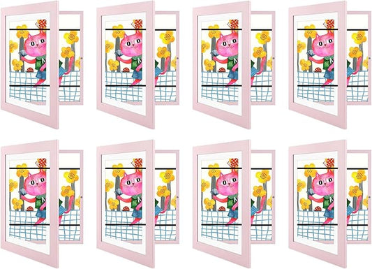 Golden State Art, 10x12.5 Kids Art Frames, Front-Opening Picture Frame Great for Kids Drawings, Artworks, Children Art Projects, Schoolwork, Home or Office (Light Pink, Set of 8)