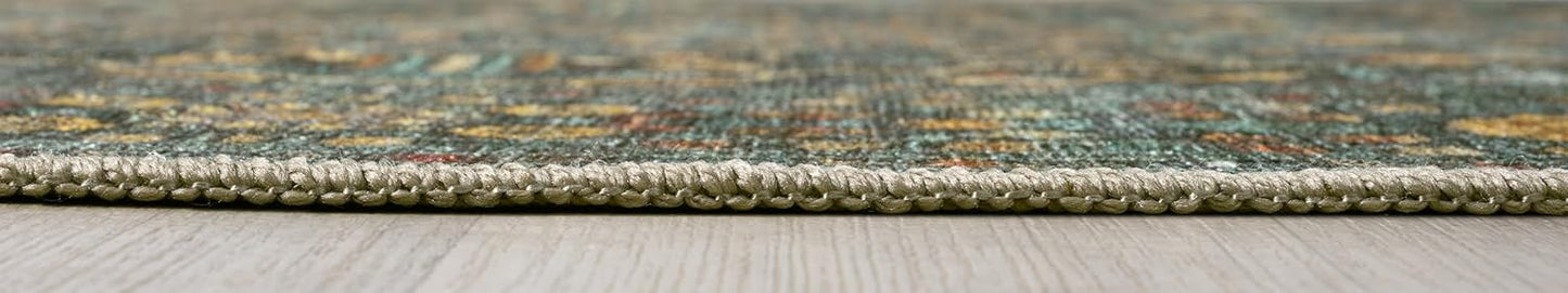 Keen Home Design 2x10 Rug - Machine Washable Runner Rug with Non-Slip Backing, Ideal for Hallway, Entryway, Kitchen, Laundry Room - Vintage, Easy Clean, Durable, Low Pile - (2'6" x 10')