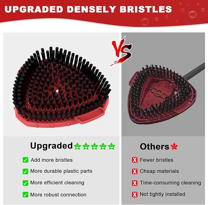 Aifacay 2-Pack Upgraded Scrub Brush Heads for O-Cedar EasyWring Spin Mop, Full-Bristle Heavy-Duty Replacement Mop Brush Attachments Compatible with 1-Tank Spin Mop Set for Deep House Cleaning