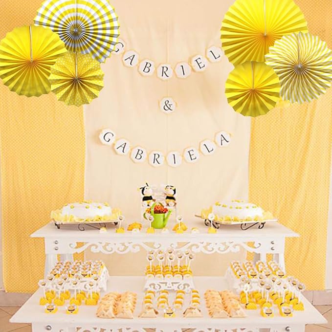 ADLKGG Hanging Paper Fans Decorations (16", 12", 8"), Tissue Paper Rosettes for Birthday Party, Wedding, Graduation, Baby Shower, Reusable Fiesta Wall Decor & Photo Backdrop (Mixed Patterns), 6 Pcs