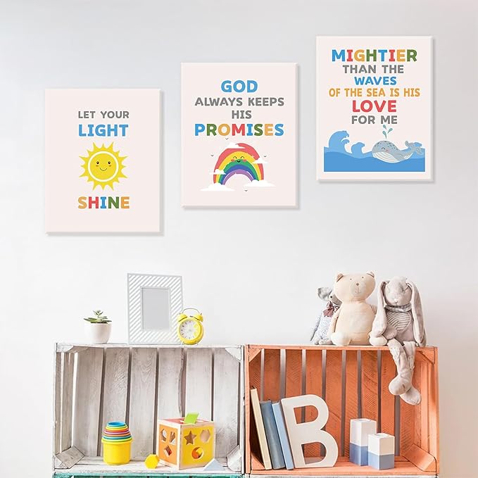 CHDITB Christian Inspirational Canvas Wall Art, God's Promises Classroom Wall Decor, Set of 6 Religious Posters, Bible Verse Artwork, Faith-Based Art Prints for Home Nursery Office - 8”x10”