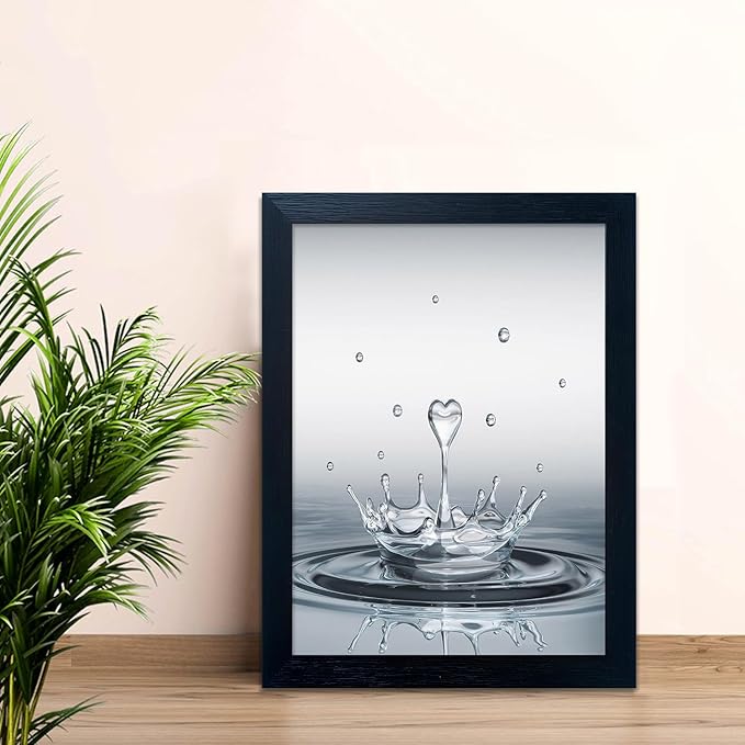 Bathroom Pictures Wall Decor Heart Water Drop Splash Canvas Print Artwork Framed Bathroom Wall Art Modern Painting Artworks for Home Office Decoration