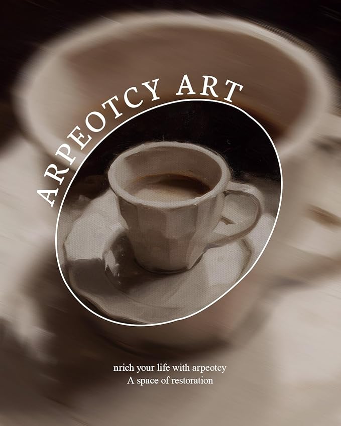 ARPEOTCY Gold Framed Canvas Wall Art, 8x10inch, Coffee Cup Art Prints, Retro Neutral Decor for Coffee bar Kitchen Living Dining Room, Still Life Vintage Shelf Decor,Small
