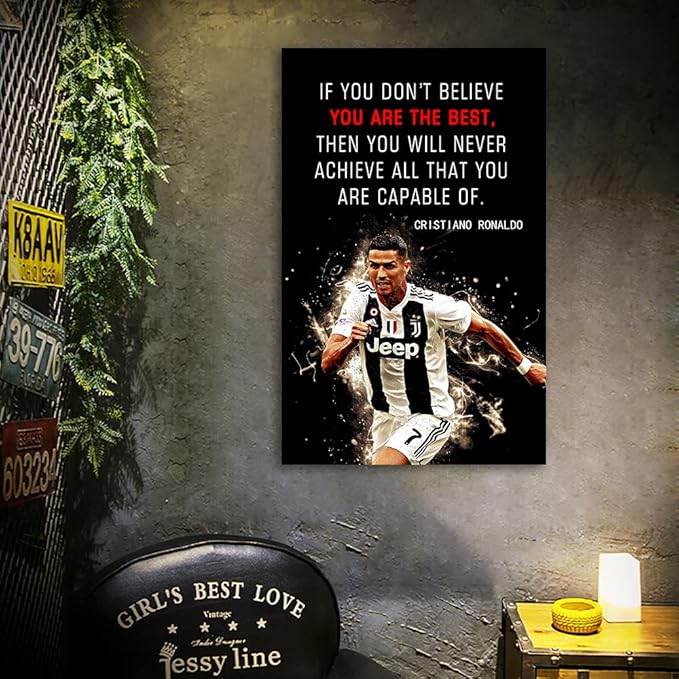 AMART SUN Football Sports Decor • Superstar Quote Poster Inspirational Canvas Wall Art • Motivational Artwork Modern Home Decor For Home,Office,Gym,Classroom Wall Decor Framed Ready to Hang