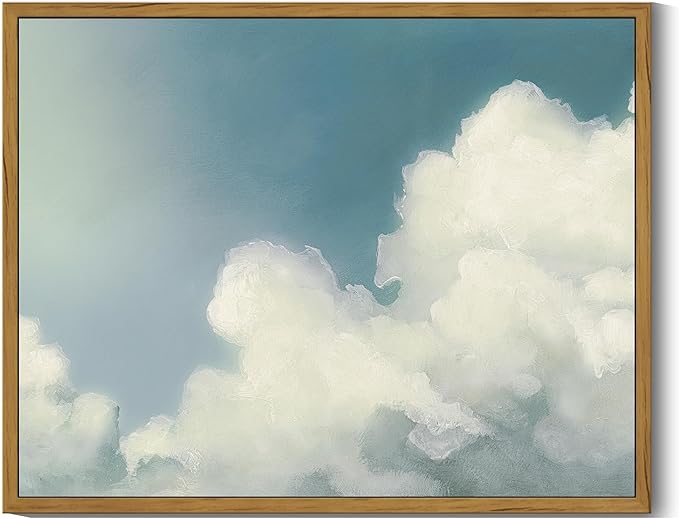 SHENIFY Vintage Framed Wall Art Cloud in Sky Landscape Scenery Rustic Home Decor Retro Decorations for Farmhouse Hallway Bedroom Ready to Hang Wall Artwork - 11x14in Natural Framed