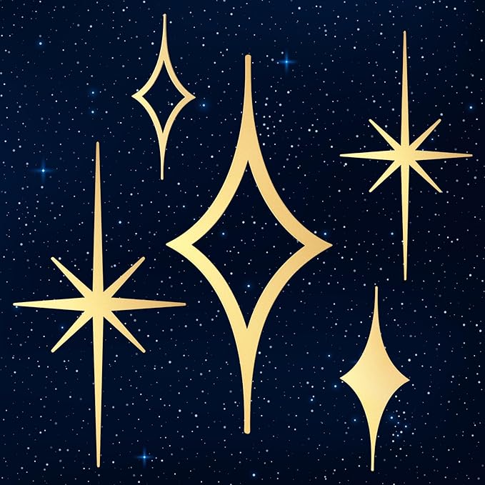 Yaocom 5 Pcs Gold Star Wall Decor Mid Century Modern Style Wall Decoration Metal Vintage Retro Art Decor Mcm Sculpture Elegance Accents Style Diamond Starbursts Hangings for Nursery Home Office Room
