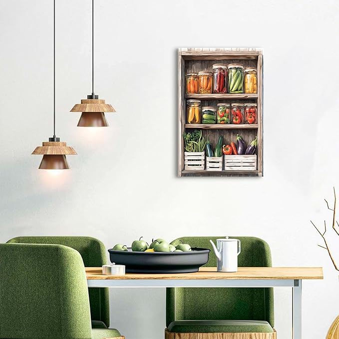 Mason Jar Canvas Wall Art Dining Room Wall Decor for Kitchen Farmhouse Spices Food Picture Prints Abstract Colorful Seasoning Herb Poster Painting Watercolor Frames Artwork Home Decorations 16x24"
