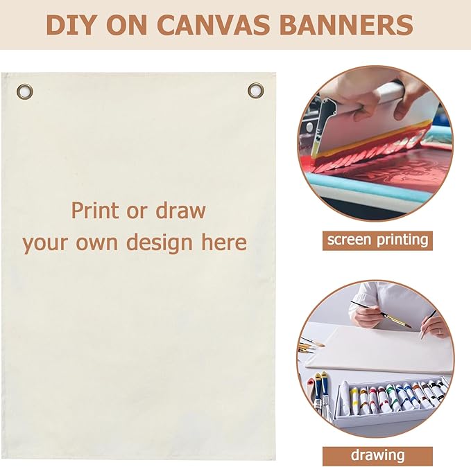2 Pcs Canvas Banner Hanging Flag Banner for Nursery and Playroom Wall Décor for Kids Trendy Room Décor for Boys and Girls(2blankI)