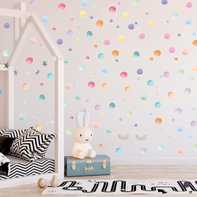 123 Pcs Pastel Polka Dots Wall Stickers, Colorful Round Wall Decal, Peel and Stick Rainbow Wall Stickers, Multicolor Circle Window Clings Decoration for Nursery Wallpaper Kids Bedroom Classroom Wall