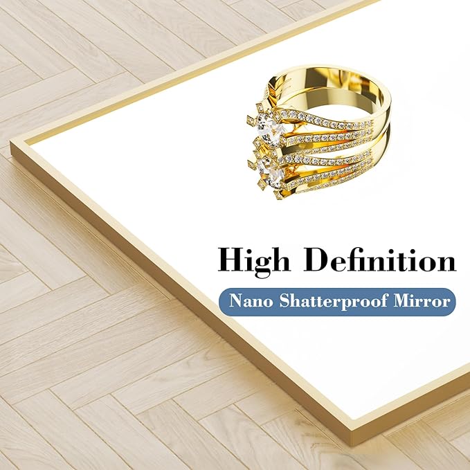 DUMOS Full Length Mirror with Stand, 68"x26" Floor Mirror with Aluminum Alloy Frame for Bedroom, Standing Full Body Mirror with Shatter-proorf Nano Glass for Wall, Living Room, Cloakroom, Gold
