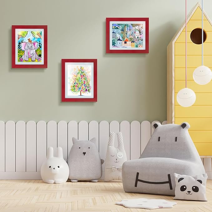 Golden State Art, 10x12.5 Kids Art Frames, Front-Opening Picture Frame Great for Kids Drawings, Artworks, Children Art Projects, Schoolwork, Home or Office (Red, Set of 2)